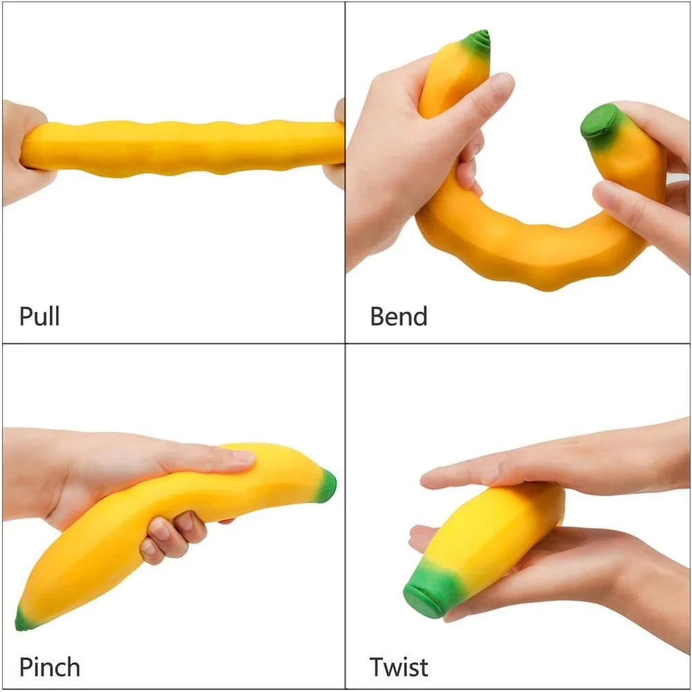 Hot Selling Oversized Banana, Thermoplastic Rubber Gummies, Fruit Based Stress Relieving Toys at Promotional Prices