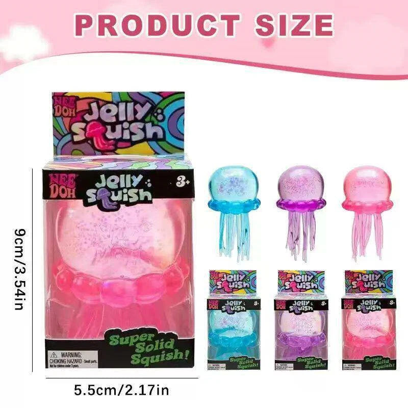 Needoh Fuzz Jellyfish Soft Squish Squeeze Square Smile Ice Cream Toy Stress Anxiety Relief Stress Sensory Waterproof Toy Gift