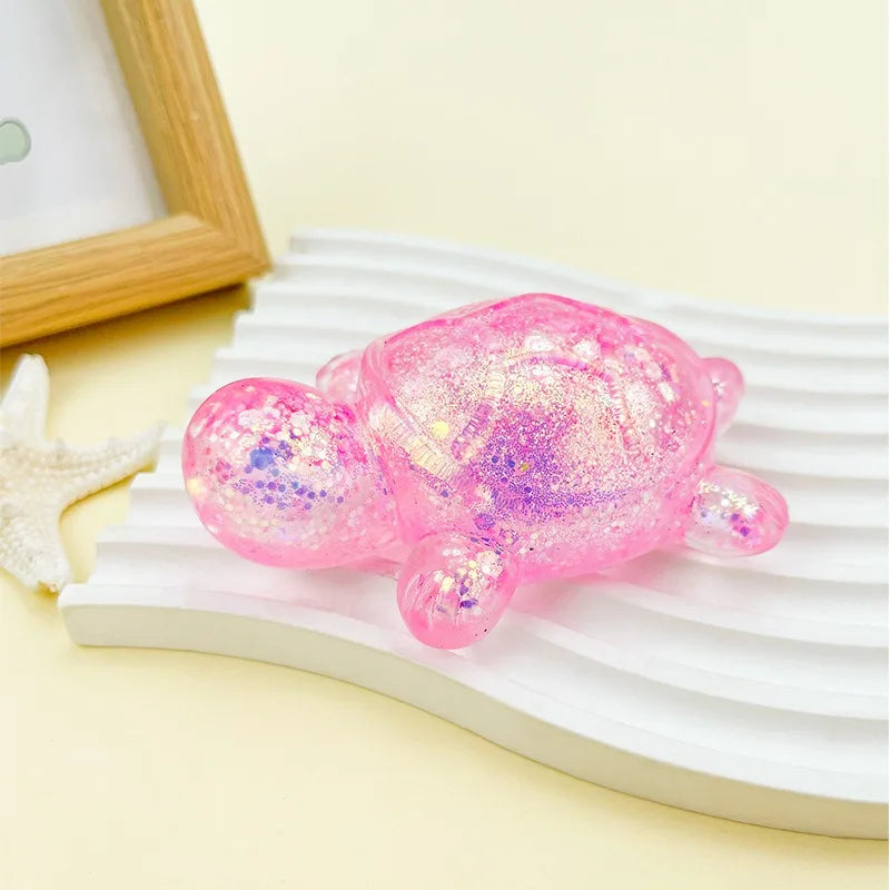 Squishy Turtle Fidget Toy Glitter Turtle Squeeze Toy Small Cute Animal Anti Stress Fidget Splat Decompressions Vent Squeeze Toy