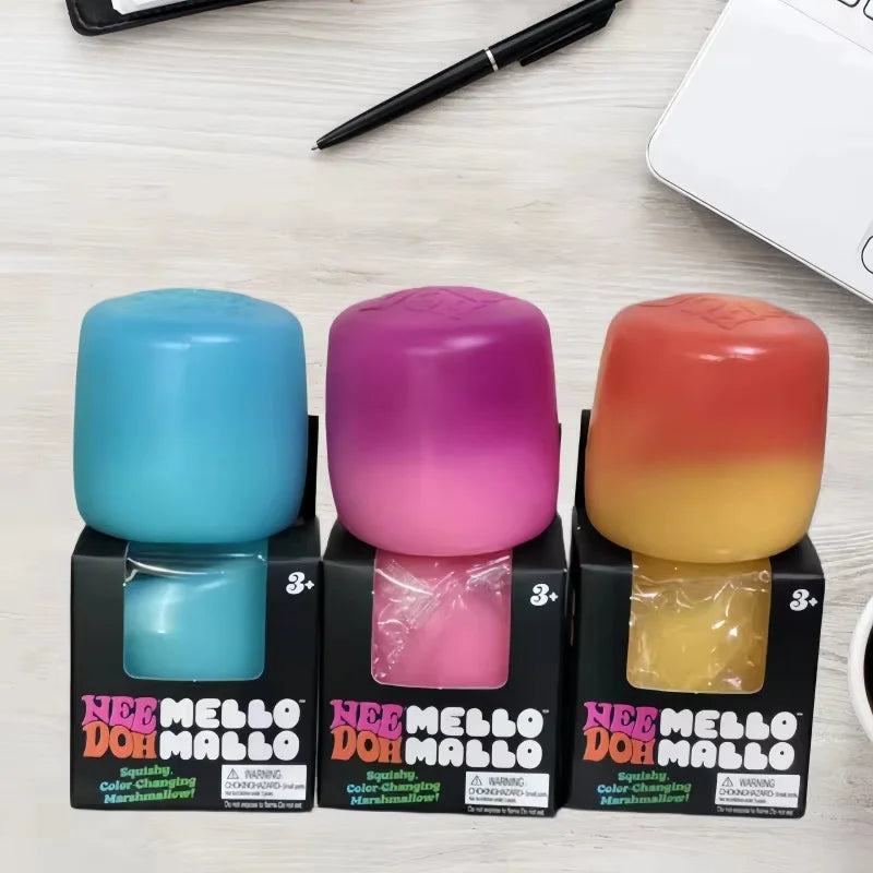 Needoh Mello Mallo Uv Light Reactive Squish Toy Marshmallow Texture Slow Rising Squeeze Fidget Toy Sunlight Color Change Gift