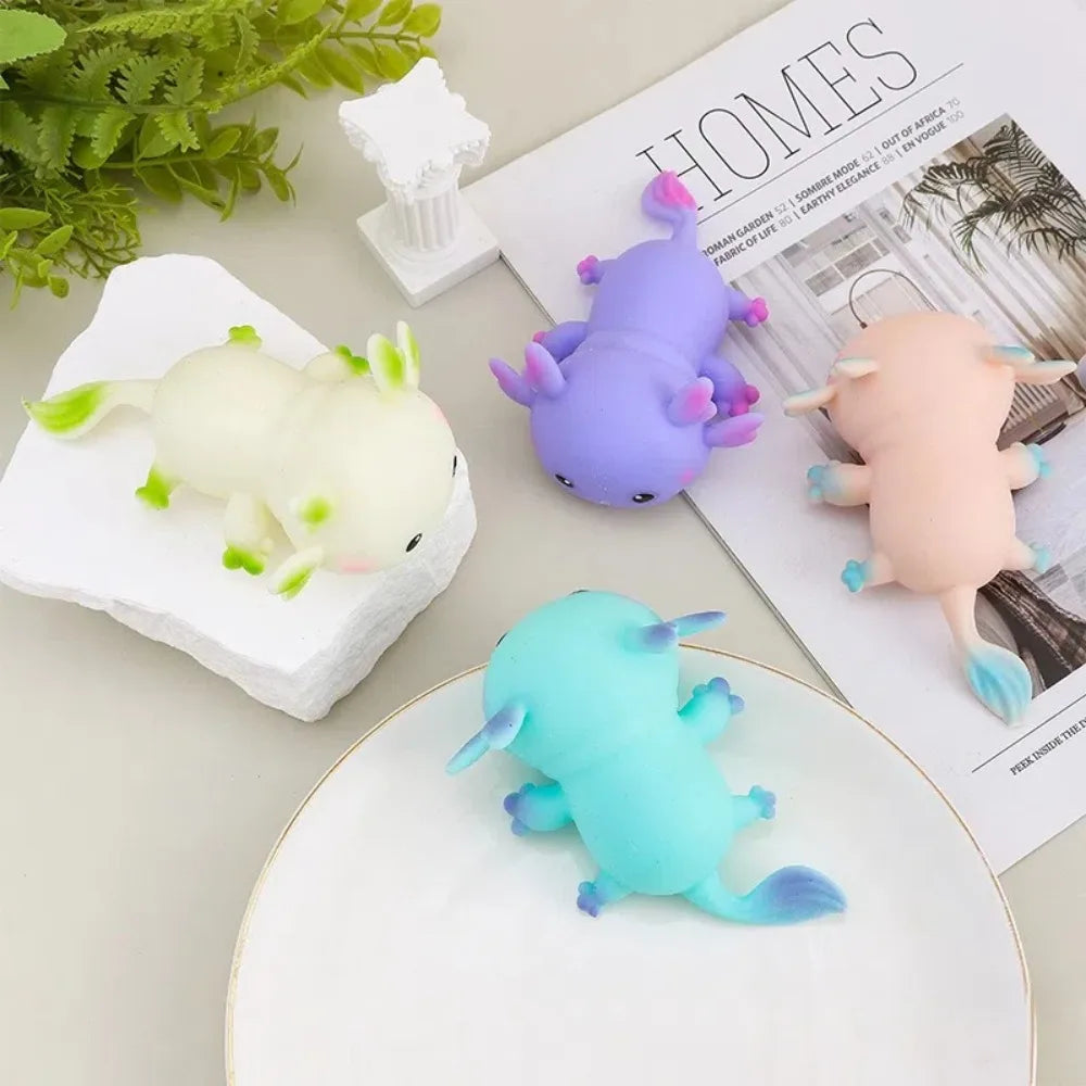 Cute Axolotl Squeeze Toys Stretch Design Cartoon Fish Squishy Toy Stress Relief Slow Rebound Toys Fidget Doll For Adult Kids