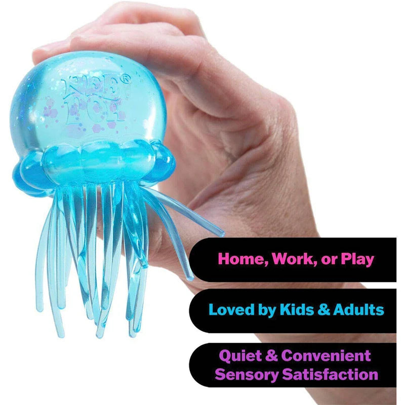 Needoh Fuzz Jellyfish Soft Squish Squeeze Square Smile Ice Cream Toy Stress Anxiety Relief Stress Sensory Waterproof Toy Gift