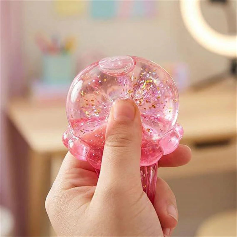 Needoh Fuzz Jellyfish Soft Squish Squeeze Square Smile Ice Cream Toy Stress Anxiety Relief Stress Sensory Waterproof Toy Gift