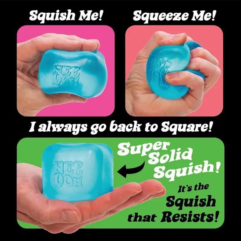 NeeDoh Nice Cube Sensory Fidget Toy for Adults and Kids, Desktop Sensory Cube for Anxiety Relief and Focus Enhancement,