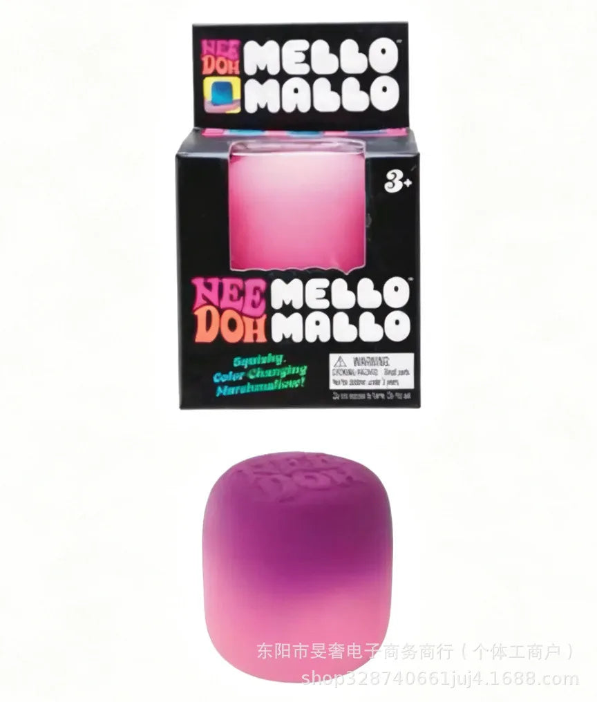 Needoh Mello Mallo Uv Light Reactive Squish Toy Marshmallow Texture Slow Rising Squeeze Fidget Toy Sunlight Color Change Gift