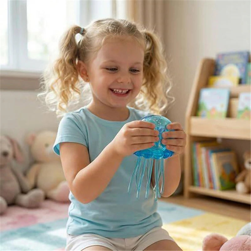 Needoh Fuzz Jellyfish Soft Squish Squeeze Square Smile Ice Cream Toy Stress Anxiety Relief Stress Sensory Waterproof Toy Gift