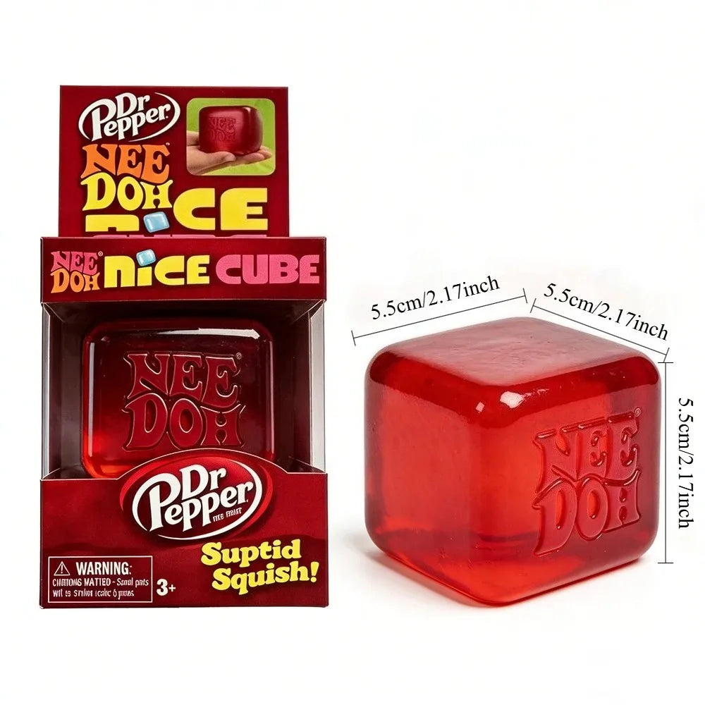 NeeDoh Nice Cube Sensory Fidget Toy for Adults and Kids, Desktop Sensory Cube for Anxiety Relief and Focus Enhancement,