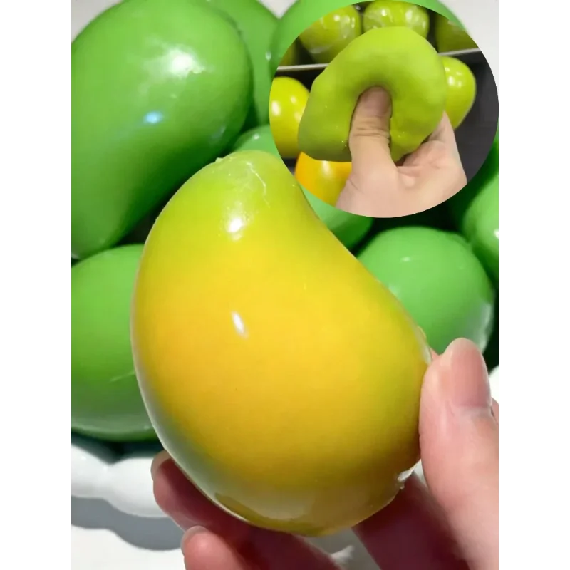 2026 Handmade Crispy Mango Stress Ball Fidget Toy Crunchy Squeeze Ball Round Blocks Filled ASMR Anti Stress Toys for Adults Kids