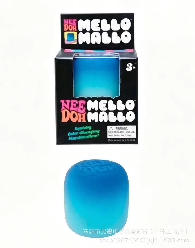 Needoh Mello Mallo Uv Light Reactive Squish Toy Marshmallow Texture Slow Rising Squeeze Fidget Toy Sunlight Color Change Gift