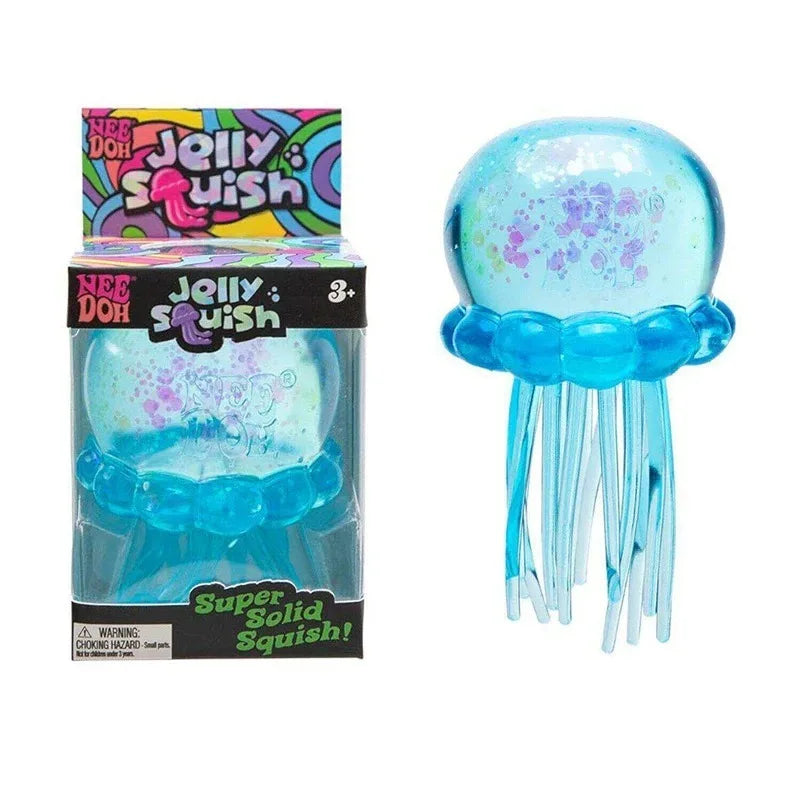 Needoh Fuzz Jellyfish Soft Squish Squeeze Square Smile Ice Cream Toy Stress Anxiety Relief Stress Sensory Waterproof Toy Gift