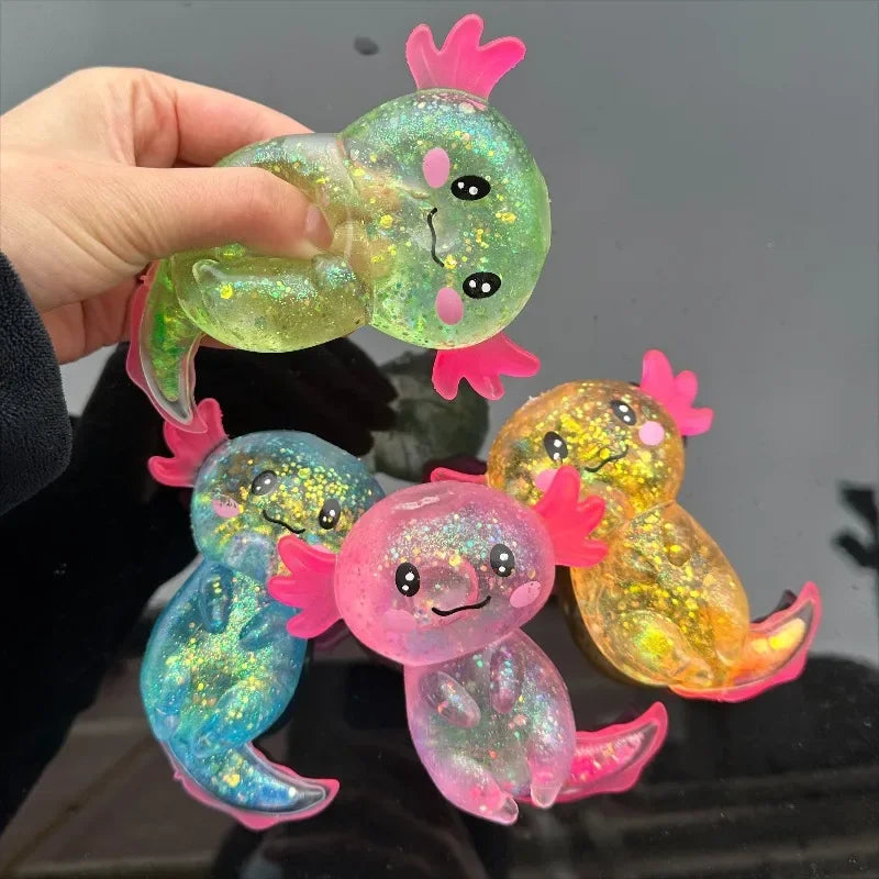 Colorful Salamander Maltose Fidgets Toys Squishy Malt Sugar Stretchy Axolotl Fun Squeeze Birthday Supplies Anti-Anxiety Gift