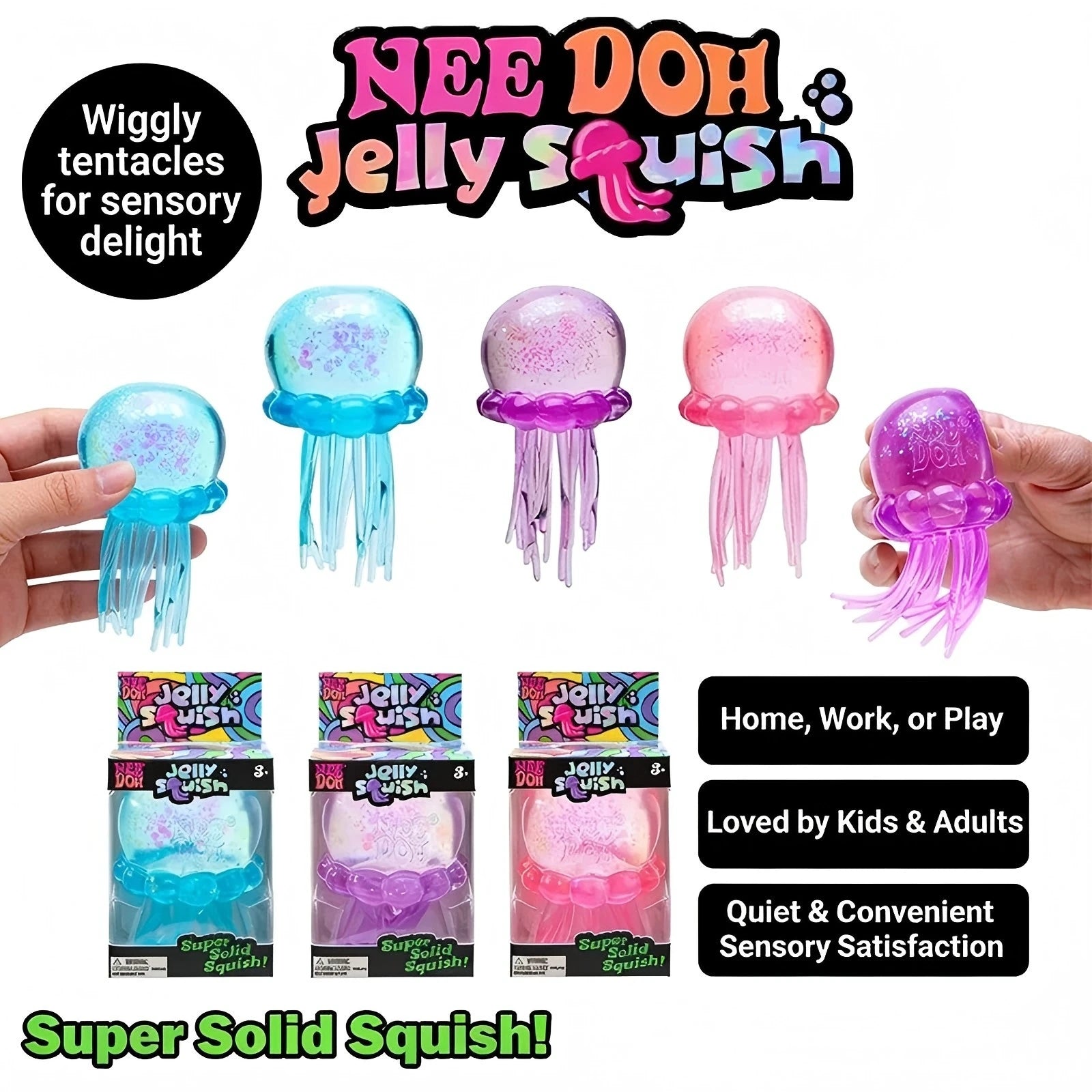 Trending Cute  Nee Doh squishies Jellyfish Cube Squish Toy, Soft Jelly Squeeze Stress Relief Fidget Toy,Sensory NeeDoh for gifts
