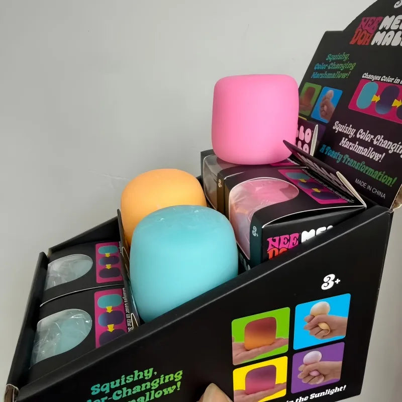 Needoh Mello Mallo Uv Light Reactive Squish Toy Marshmallow Texture Slow Rising Squeeze Fidget Toy Sunlight Color Change Gift