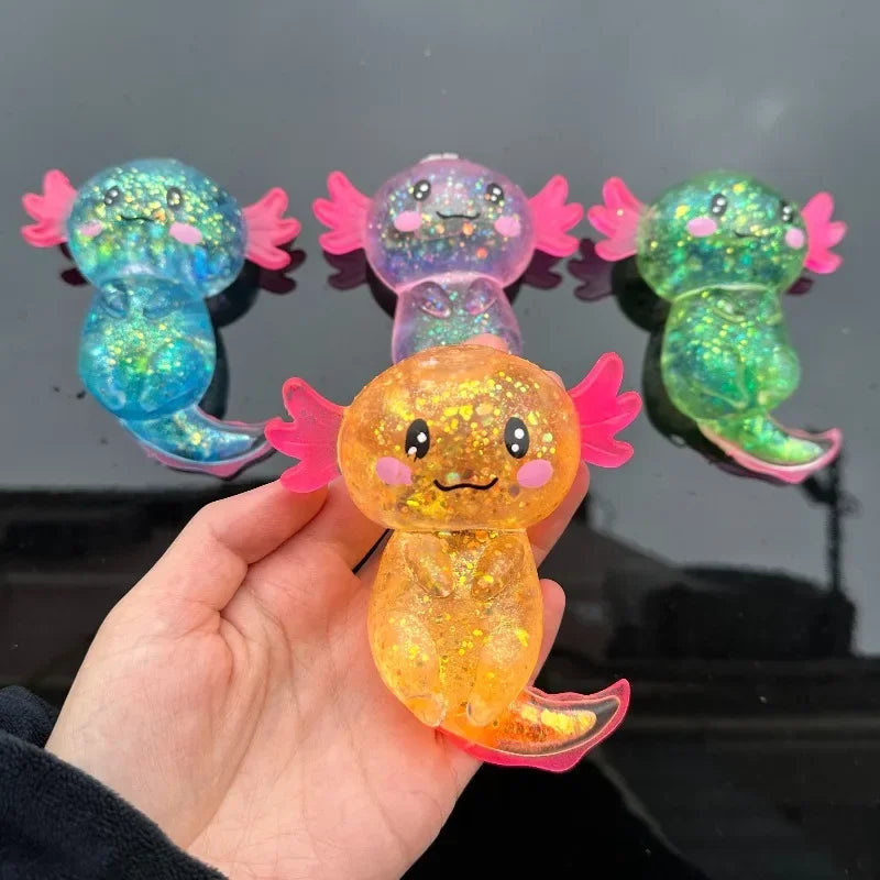 Colorful Salamander Maltose Fidgets Toys Squishy Malt Sugar Stretchy Axolotl Fun Squeeze Birthday Supplies Anti-Anxiety Gift