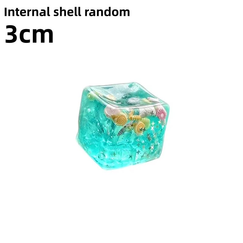 Squishy Ocean Shells Cube Stress Balls Squeeze Toy Transparent Maltose Cubes Fidget Toy Adult Sensory Stress Relief Fidget Toy