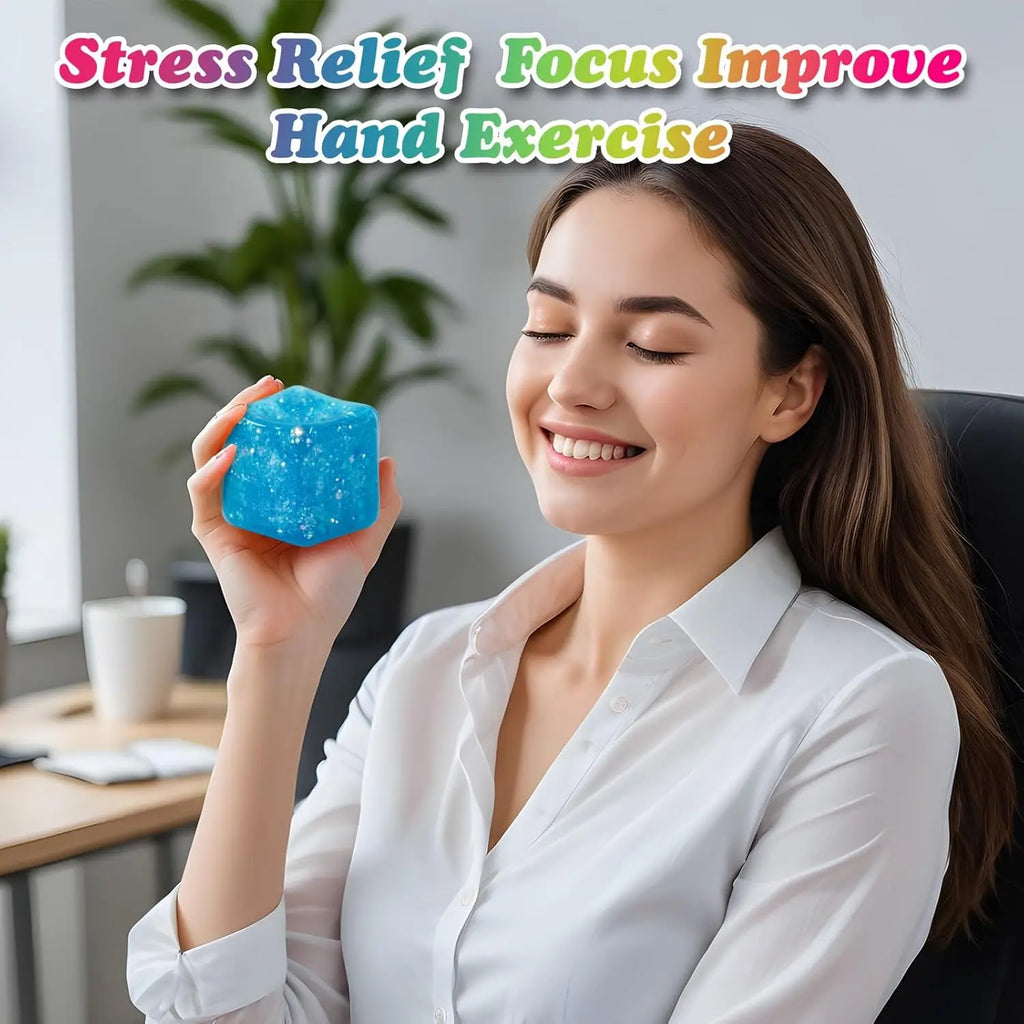 Slow Rise Glitter Stress Cube Stress Balls Malt Sugar Stress Balls for Adults & Kids ADHD Fidget Toys Anxiety Squishy Toys