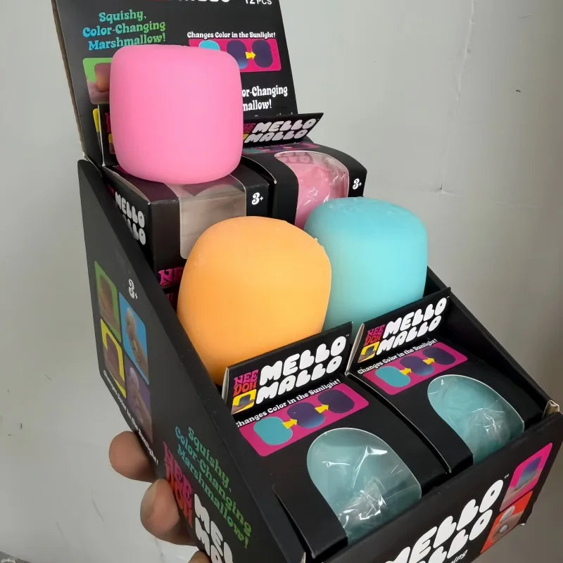 Needoh Mello Mallo Uv Light Reactive Squish Toy Marshmallow Texture Slow Rising Squeeze Fidget Toy Sunlight Color Change Gift