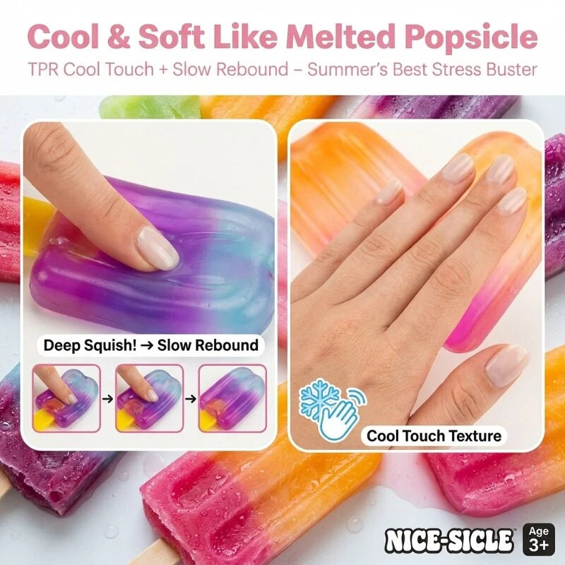 Needoh Fuzz Jellyfish Soft Squish Squeeze Square Smile Ice Cream Toy Stress Anxiety Relief Stress Sensory Waterproof Toy Gift