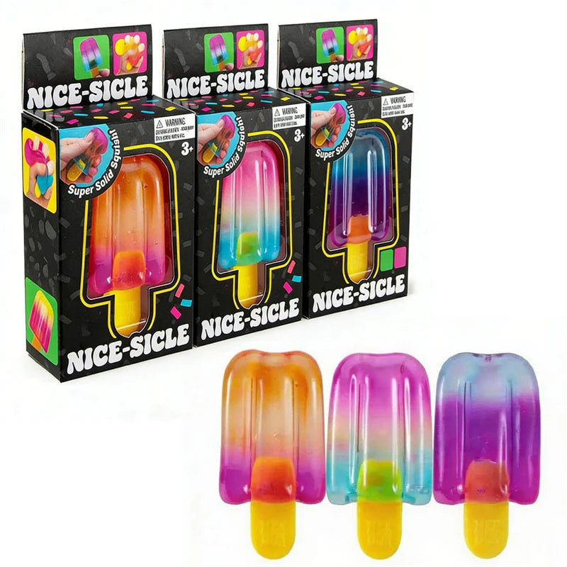 Needoh Fuzz Jellyfish Soft Squish Squeeze Square Smile Ice Cream Toy Stress Anxiety Relief Stress Sensory Waterproof Toy Gift