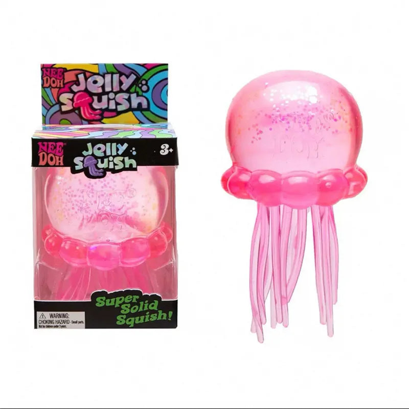 Needoh Fuzz Jellyfish Soft Squish Squeeze Square Smile Ice Cream Toy Stress Anxiety Relief Stress Sensory Waterproof Toy Gift