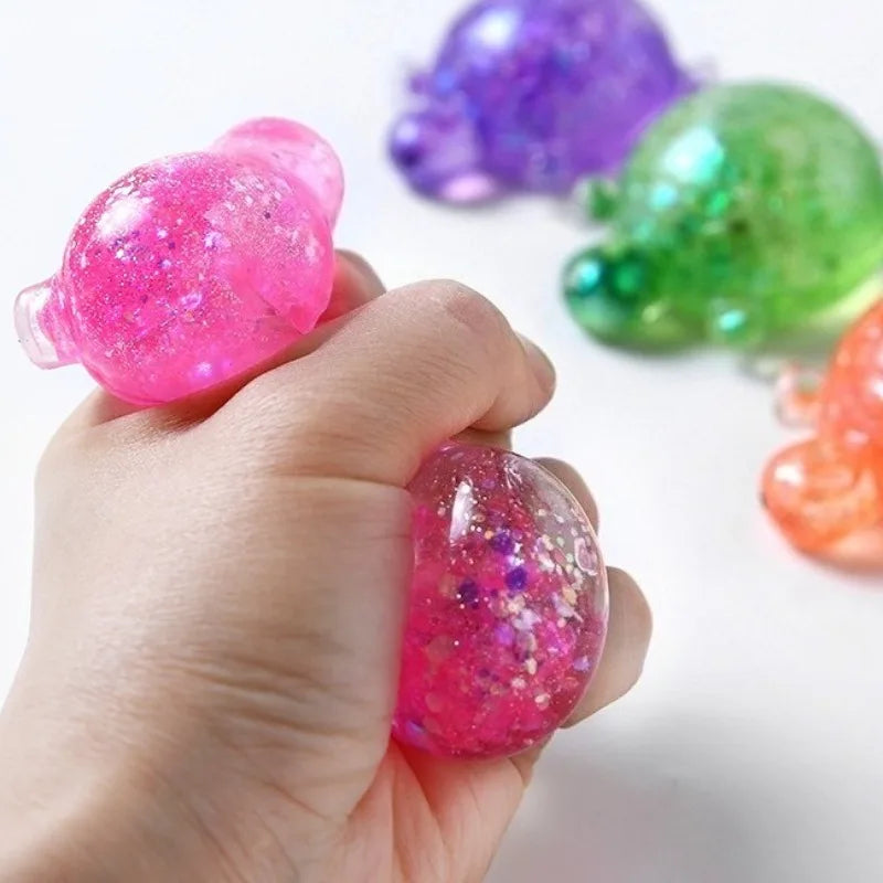 Squishy Turtle Fidget Toy Glitter Turtle Squeeze Toy Small Cute Animal Anti Stress Fidget Splat Decompressions Vent Squeeze Toy