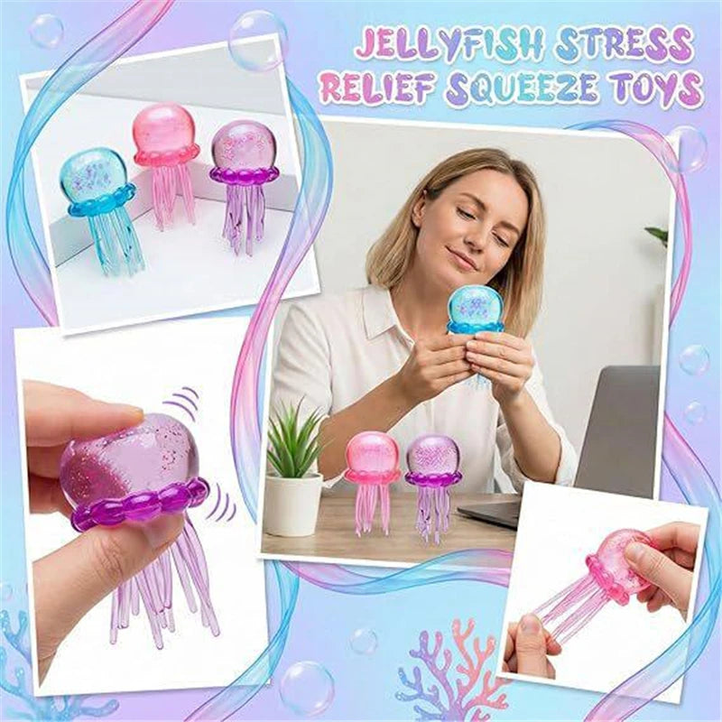 Needoh Fuzz Jellyfish Soft Squish Squeeze Square Smile Ice Cream Toy Stress Anxiety Relief Stress Sensory Waterproof Toy Gift