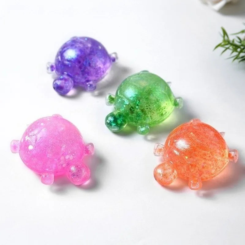 Squishy Turtle Fidget Toy Glitter Turtle Squeeze Toy Small Cute Animal Anti Stress Fidget Splat Decompressions Vent Squeeze Toy