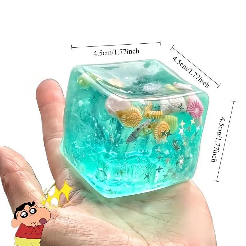Blue Cubes Sea Squishy Fidget Toy Super Soft Transparent shell Squeeze Toy Ocean Sensory Anti-stress After Toys