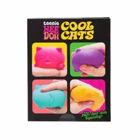 New Teenie Cool Cats 4 Pack Adorable Mini Cat Fidget Toys Soft Squishy Stress Relief Sensory Squeeze Toys For Adults
