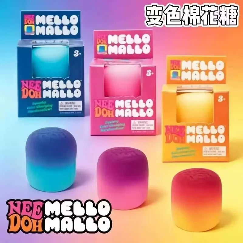 Needoh Mello Mallo Uv Light Reactive Squish Toy Marshmallow Texture Slow Rising Squeeze Fidget Toy Sunlight Color Change Gift