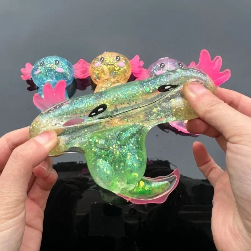 Colorful Salamander Maltose Fidgets Toys Squishy Malt Sugar Stretchy Axolotl Fun Squeeze Birthday Supplies Anti-Anxiety Gift