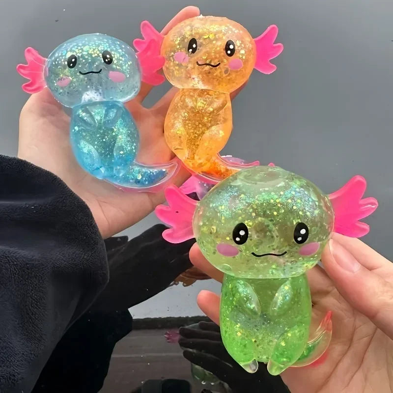 Colorful Salamander Maltose Fidgets Toys Squishy Malt Sugar Stretchy Axolotl Fun Squeeze Birthday Supplies Anti-Anxiety Gift